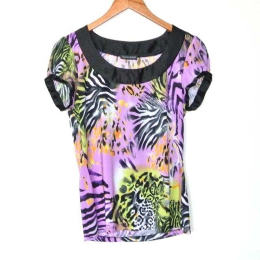 Rachel Adams  animal Print Top‎ Blouse M